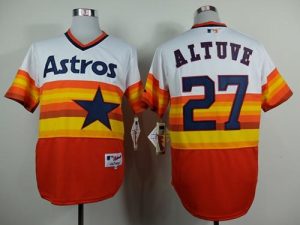 Astros #27 Jose Altuve White Orange 1980 Turn Back The Clock Stitched MLB Jersey