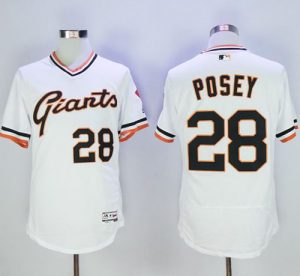 Giants #28 Buster Posey White Flexbase Authentic Collection Cooperstown Stitched MLB Jersey