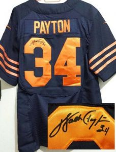 Nike Bears #34 Walter Payton Navy Blue Men's Embroidered NFL 1940s Throwback Elite Autographed Jersey