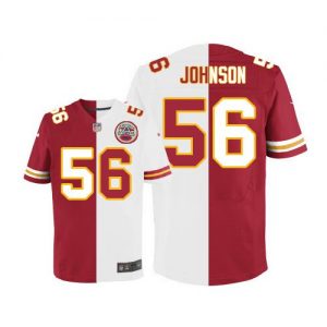 Nike Chiefs #56 Derrick Johnson Red White Men's Stitched NFL Elite Split Jersey