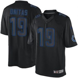 Nike Colts #19 Johnny Unitas Black Men's Embroidered NFL Impact Limited Jersey
