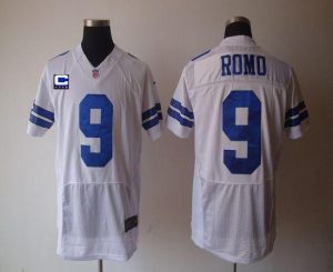 Nike Cowboys #9 Tony Romo White With C Patch Men's Embroidered NFL Elite Jersey