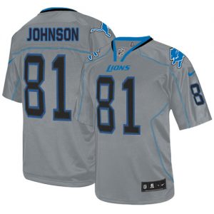 Nike Lions #81 Calvin Johnson Lights Out Grey Men's Embroidered NFL Elite Jersey