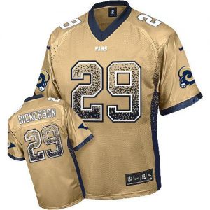 Nike Rams #29 Eric Dickerson Gold Men's Embroidered NFL Elite Drift Fashion Jersey