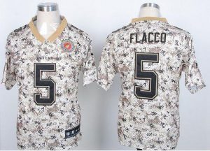 Nike Ravens #5 Joe Flacco Camo USMC Men's Embroidered NFL Elite Jersey