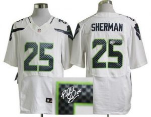 Nike Seahawks #25 Richard Sherman White Men's Stitched NFL Elite Autographed Jersey