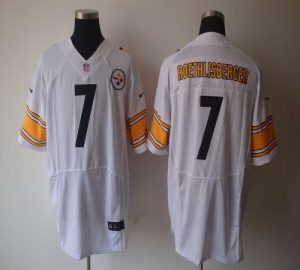 Nike Steelers #7 Ben Roethlisberger White Men's Embroidered NFL Elite Jersey