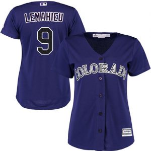 Rockies #9 DJ LeMahieu Purple Alternate Women's Stitched MLB Jersey