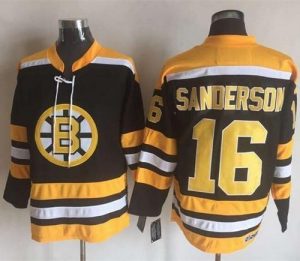 Bruins #16 Derek Sanderson Black Yellow CCM Throwback New Stitched NHL Jersey