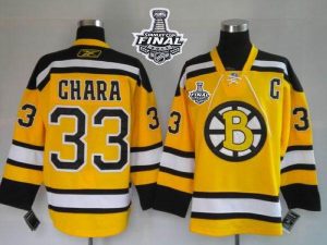 Bruins Stanley Cup Finals Patch #33 Zdeno Chara Embroidered Winter Classic Yellow NHL Jersey