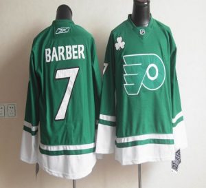 Flyers St Patty's Day #7 Bill Barber Green Embroidered NHL Jersey