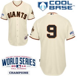 Giants #9 Brandon Belt Cream Cool Base W 2014 World Series Patch Stitched MLB Jersey