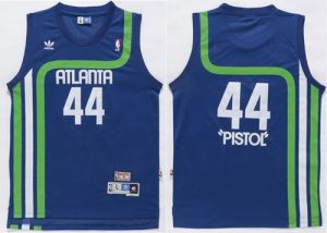 Hawks #44 Pete Maravich Light Blue Pistol Soul Swingman Stitched NBA Jersey