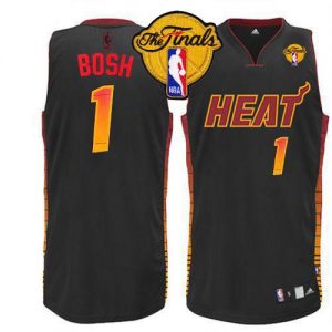 Heat #1 Chris Bosh Black Finals Patch Embroidered NBA Vibe Jersey