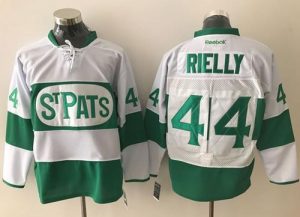 Maple Leafs #44 Morgan Rielly White Green St. Patrick's Day Stitched NHL Jersey