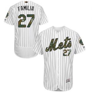 Mets #27 Jeurys Familia White(Blue Strip) Flexbase Authentic Collection 2016 Memorial Day Stitched MLB Jersey