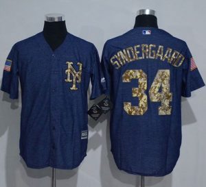 Mets #34 Noah Syndergaard Denim Blue Salute to Service Stitched MLB Jersey