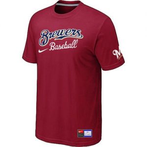 Milwaukee Brewers Nike Short Sleeve Practice MLB T-Shirts Red