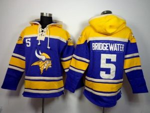 Minnesota Vikings #5 Teddy Bridgewater Purple Sawyer Hooded Sweatshirt NFL Hoodie