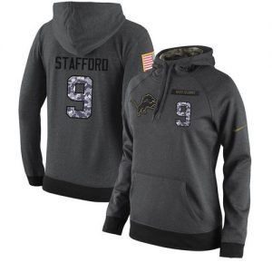 NFL Women's Nike Detroit Lions #9 Matthew Stafford Stitched Black Anthracite Salute to Service Player Performance Hoodie