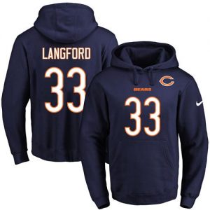 Nike Bears #33 Jeremy Langford Navy Blue Name & Number Pullover NFL Hoodie