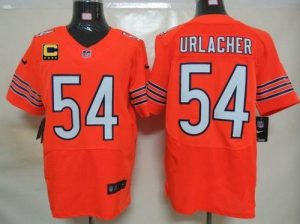 Nike Bears #54 Brian Urlacher Orange Alternate With C Patch Men's Embroidered NFL Elite Jersey