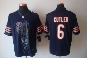 Nike Bears #6 Jay Cutler Navy Blue Team Color Men's Embroidered NFL Helmet Tri-Blend Limited Jersey