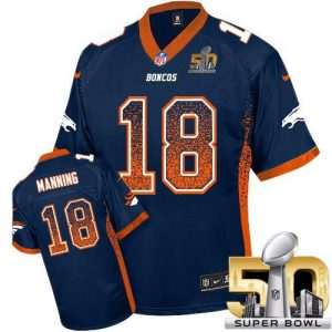Nike Broncos #18 Peyton Manning Navy Blue Alternate Super Bowl 50 Men's Stitched NFL Elite Drift Fashion Jersey