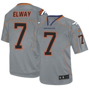 Nike Broncos #7 John Elway Lights Out Grey Men's Embroidered NFL Elite Jersey