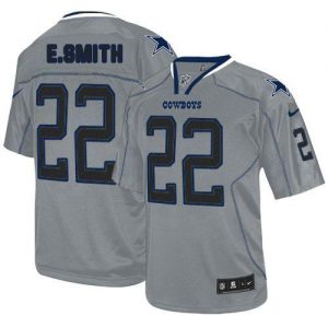 Nike Cowboys #22 Emmitt Smith Lights Out Grey Men's Embroidered NFL Elite Jersey