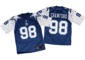 Nike Cowboys #98 Tyrone Crawford Navy Blue White Throwback Men's Stitched NFL Elite Jersey
