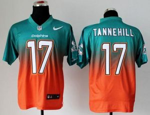 Nike Dolphins #17 Ryan Tannehill Aqua Green Orange Men's Embroidered NFL Elite Fadeaway Fashion Jersey