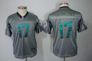 Nike Dolphins #17 Ryan Tannehill Grey Shadow Youth Embroidered NFL Elite Jersey