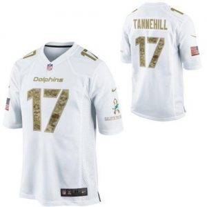 Nike Dolphins #17 Ryan Tannehill White Men's Embroidered NFL Limited Salute to Service Jersey