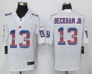 Nike Giants #13 Odell Beckham Jr White Men's Stitched NFL Limited Strobe Jersey
