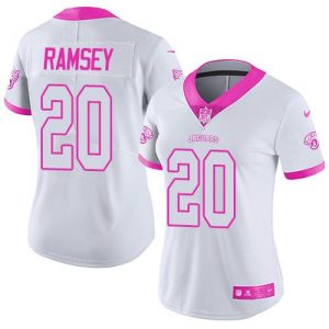 Nike Jaguars #20 Jalen Ramsey White Pink Women's Stitched NFL Limited Rush Fashion Jersey