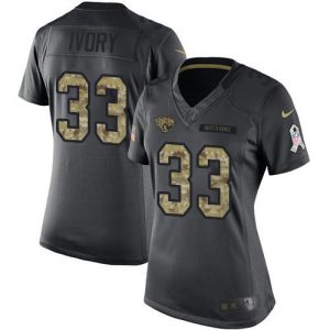Nike Jaguars #33 Chris Ivory Black Women's Stitched NFL Limited 2016 Salute to Service Jersey