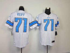 Nike Lions #71 Riley Reiff White Men's Embroidered NFL Elite Jersey