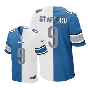 Nike Lions #9 Matthew Stafford Blue White Men's Stitched NFL Elite Split Jersey