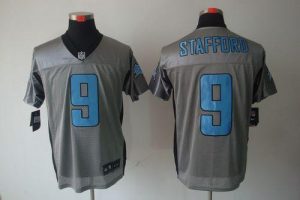 Nike Lions #9 Matthew Stafford Grey Shadow Men's Embroidered NFL Elite Jersey