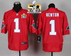 Nike Panthers #1 Cam Newton Red Super Bowl 50 Men's Stitched NFL Elite QB Practice Jersey