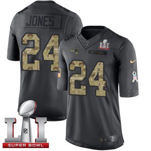 Nike Patriots #24 Cyrus Jones Black Super Bowl LI 51 Men's Stitched NFL Limited 2016 Salute To Service Jersey