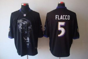 Nike Ravens #5 Joe Flacco Black Alternate Men's Embroidered NFL Helmet Tri-Blend Limited Jersey