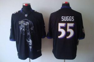 Nike Ravens #55 Terrell Suggs Black Alternate Men's Embroidered NFL Helmet Tri-Blend Limited Jersey