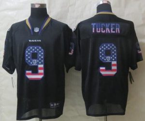 Nike Ravens #9 Justin Tucker Black Men's Stitched NFL Elite USA Flag Fashion Jersey
