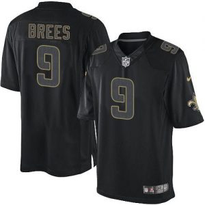 Nike Saints #9 Drew Brees Black Men's Embroidered NFL Impact Limited Jersey