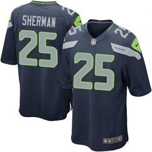 Nike Seahawks #25 Richard Sherman Steel Blue Team Color Men's Embroidered NFL Game Jersey