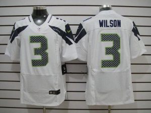 Nike Seahawks #3 Russell Wilson White Men's Embroidered NFL Elite Jersey