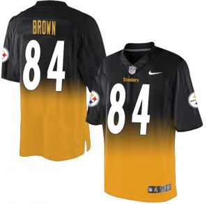 Nike Steelers #84 Antonio Brown Black Gold Men's Stitched NFL Elite Fadeaway Fashion Jersey
