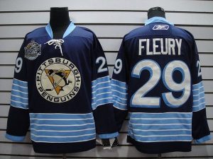 Penguins #29 Andre Fleury Embroidered Dark Blue 2011 Winter Classic Vintage NHL Jersey